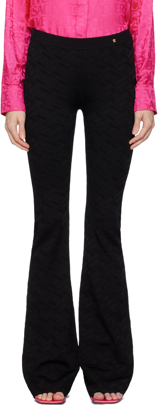 Shop Versace Black La Greca Trousers In 1b000/black