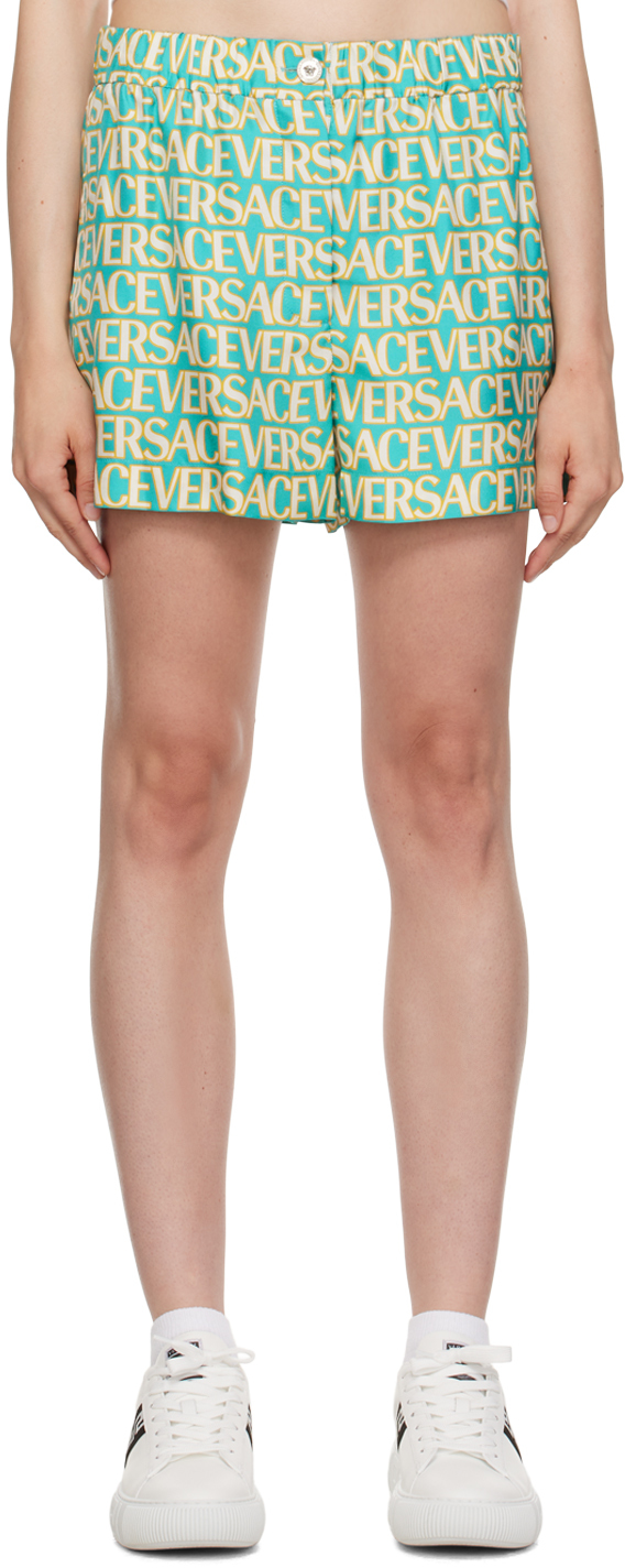Versace Green Allover Shorts