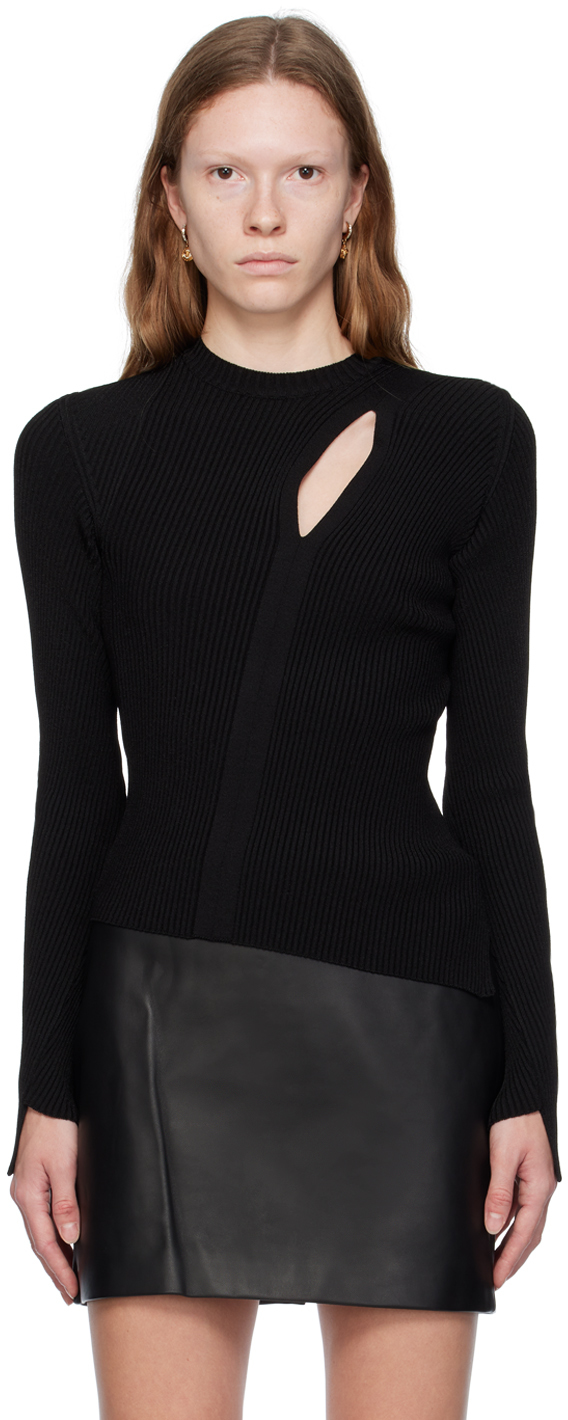 Versace Black Cutout Sweater In 1b000/black