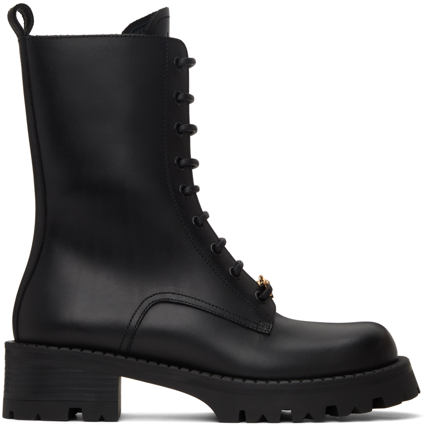 Shop Versace Black Medusa Boots In 1b00v-black-