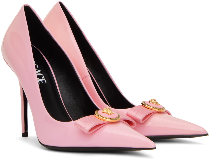 Ribbon Pumps Colorful Versace Heels Bow Pink Versace Pumps Pink