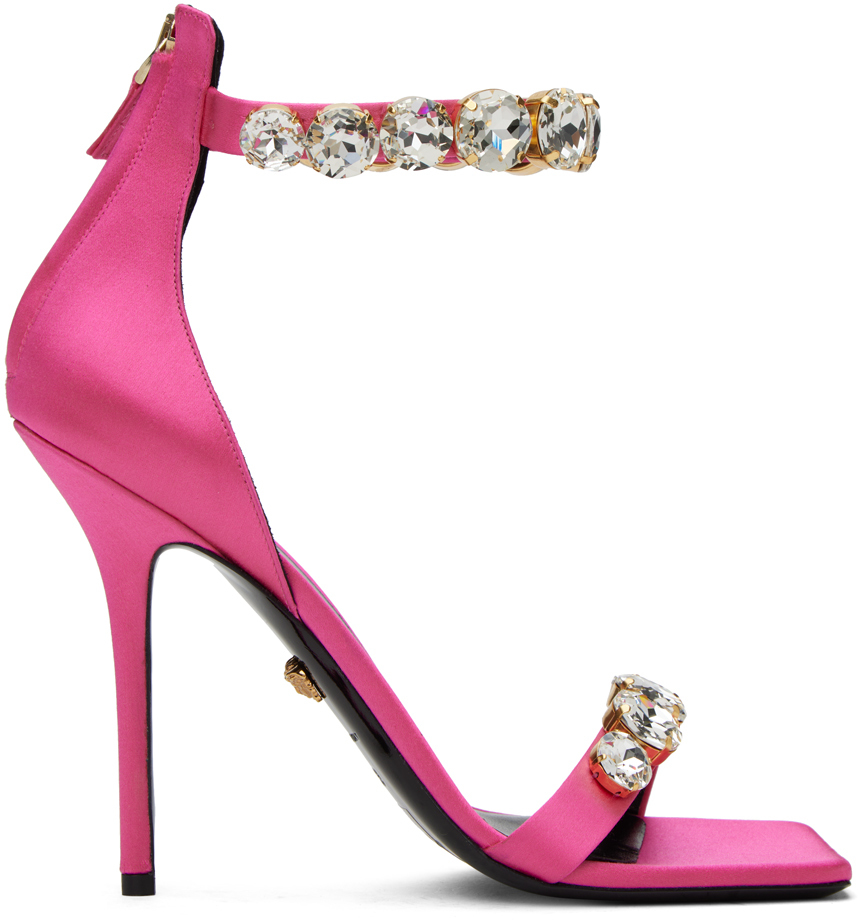 Pink Crystal Heeled Sandals