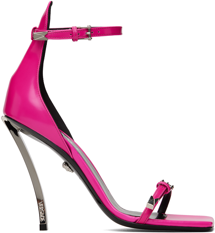 Versace Pink Pin-point Heeled Sandals In 1po3p Hot Pink/pall