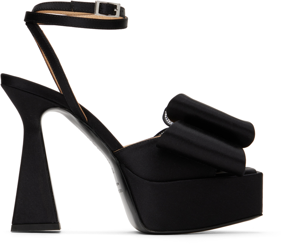 Shop Mach & Mach Black 'le Cadeau' 140 Platform Heeled Sandals