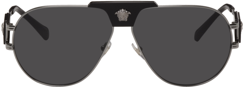 Versace Gunmetal Special Project Aviator Sunglasses