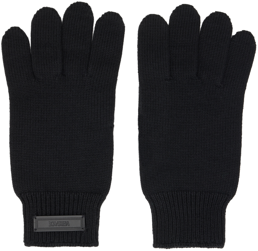 Versace: Black Logo Gloves | SSENSE