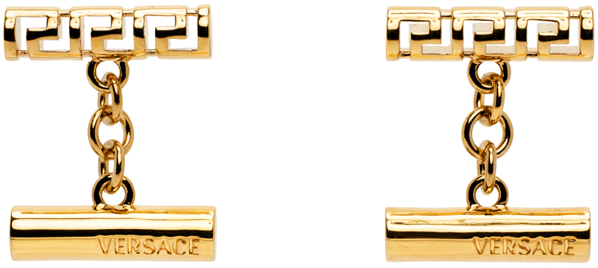 Versace Gold Greca Cufflinks In 3j000- Gold