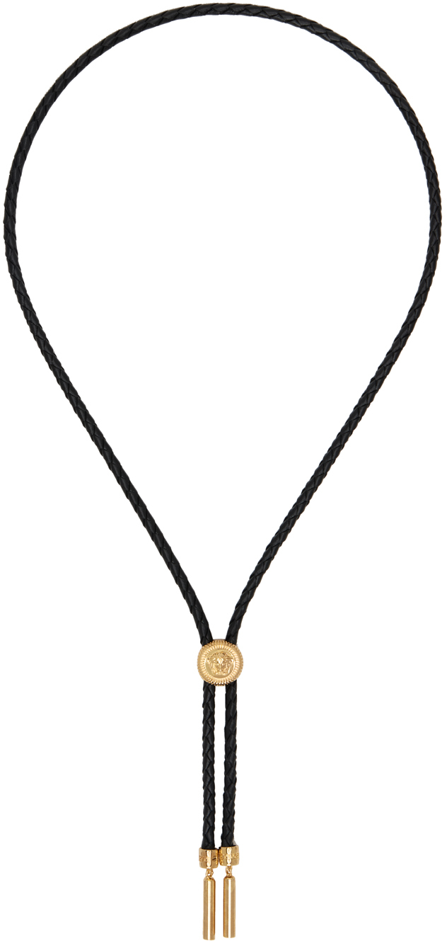 Shop Versace Black Medusa Necklace In 1b00v-black-