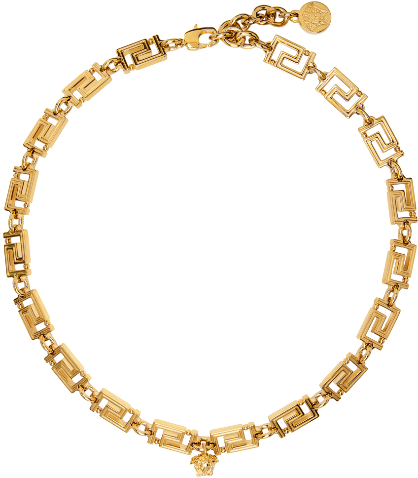 Shop Versace Gold Greca Necklace In 3j000- Gold