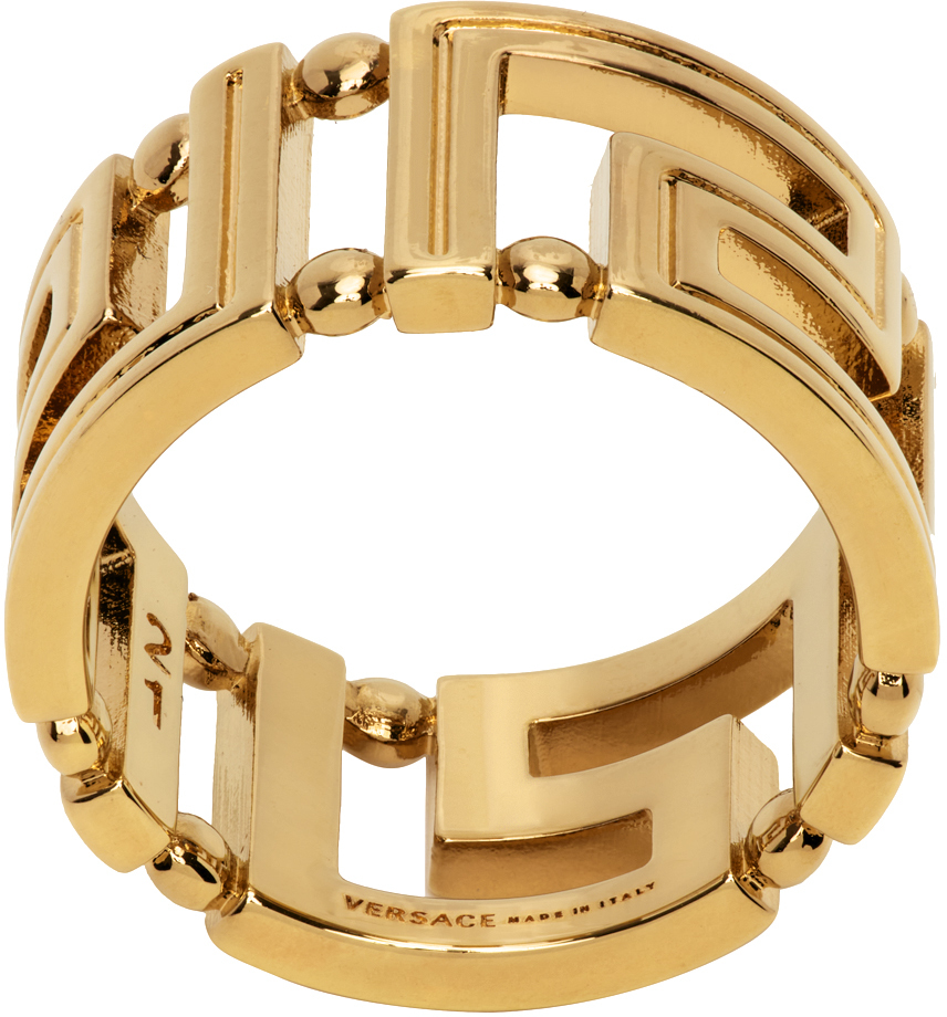 Versace Gold Greca Ring In 3j000- Gold