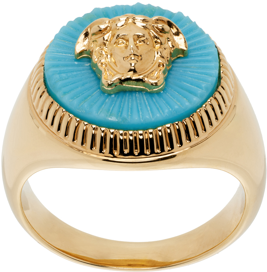 Gold & Blue Medusa Biggie Ring