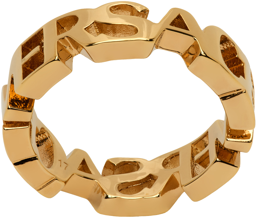 Versace Gold Logo Ring In 3j000