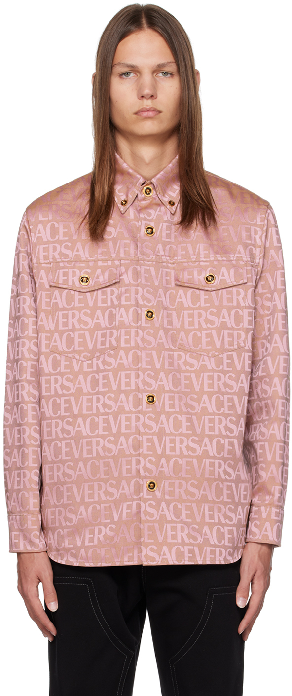 Versace Pink Allover Shirt In 2n740