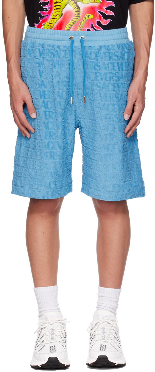 Versace Allover Shorts In Blue