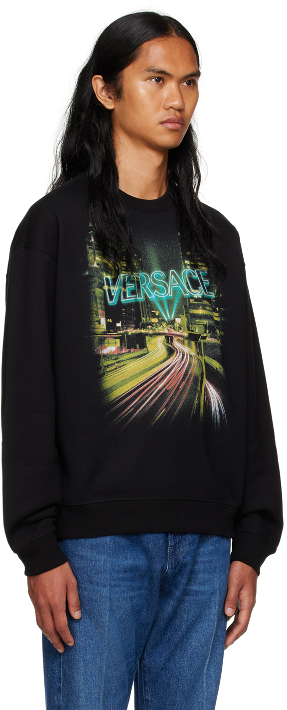 Versace Printed Cotton Crew-neck Sweatshirt In 2b510