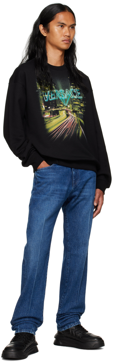Versace Printed Cotton Crew-neck Sweatshirt In 2b510
