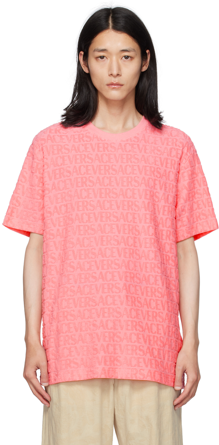 Shop Versace Pink Allover T-shirt In 1pn50-pastel Pink