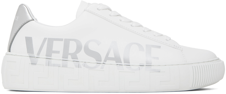 White & Silver Greca Sneakers