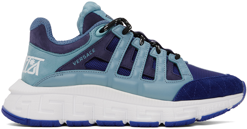 Versace Blue Trigreca Sneakers In 6u920-bright Blue+su