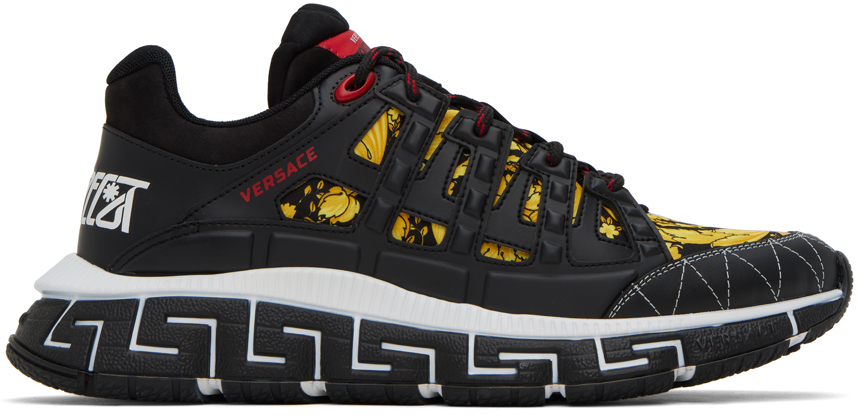 Versace: Black & Gold Trigreca Sneakers | SSENSE