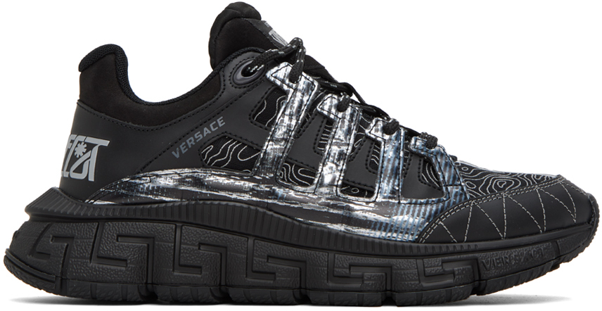 Versace: Black & Silver Trigreca Sneakers | SSENSE