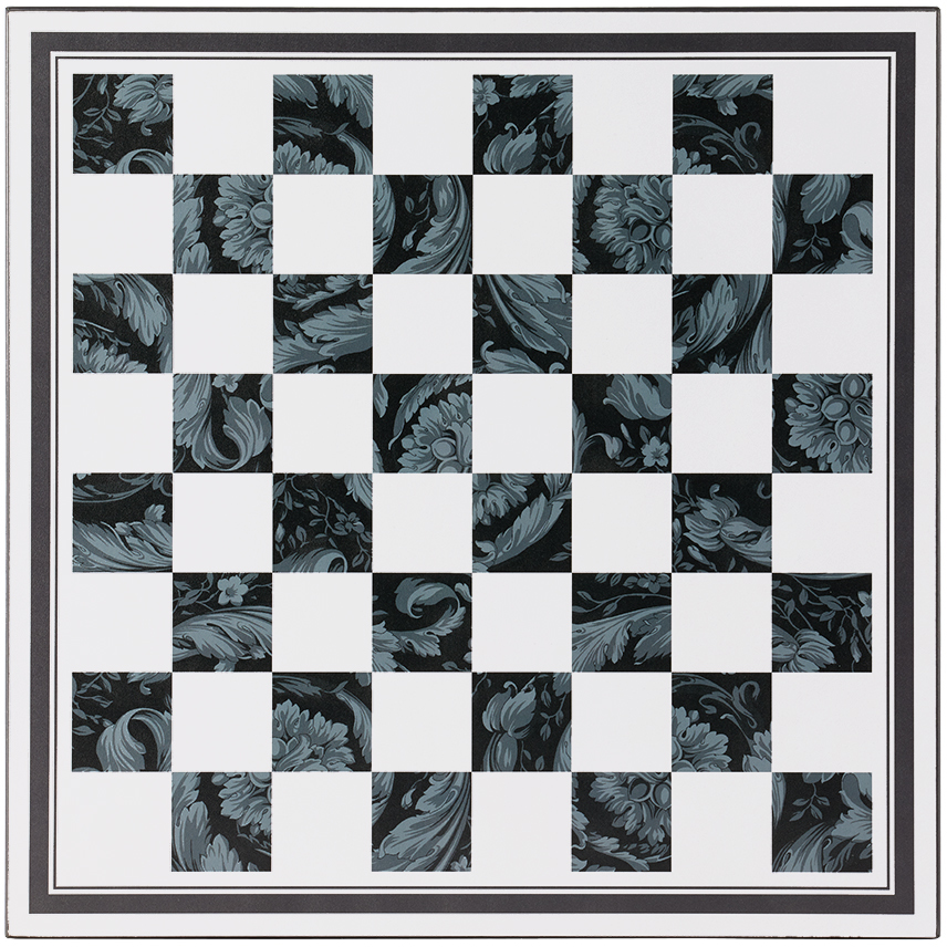Versace Black Barocco Checkers & Chess Set In Blue