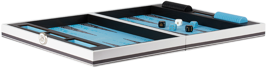 Versace Black & Blue Barocco Backgammon Set In 2ef10-silver
