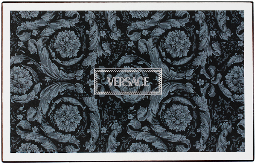 Versace Black Barocco Domino Set In Blue