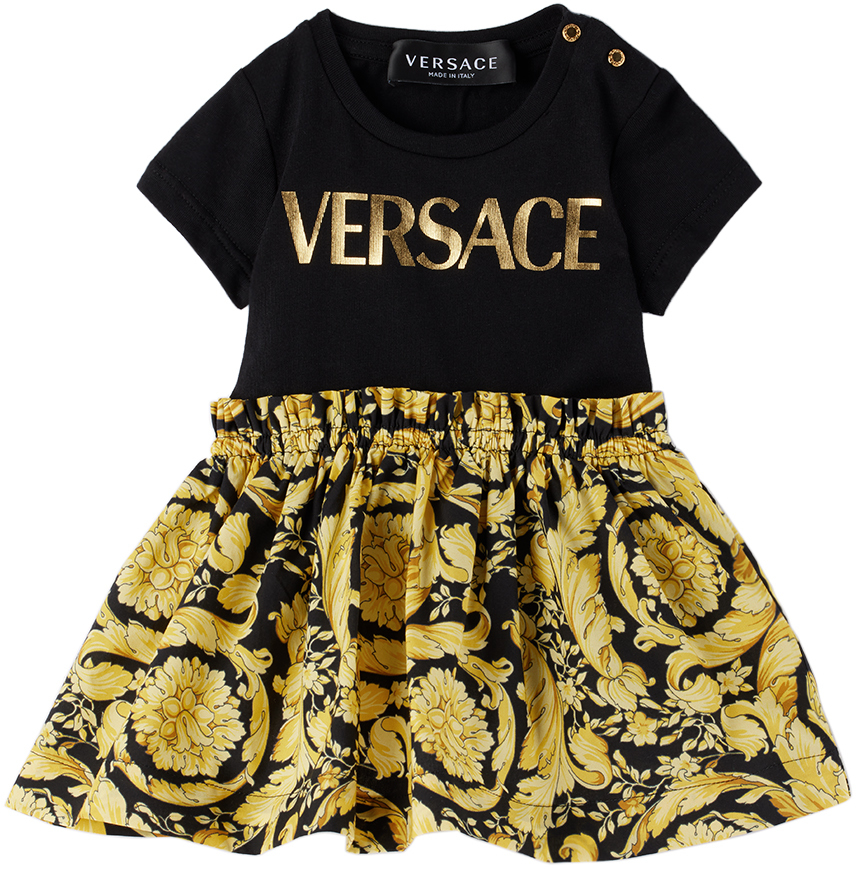Versace Baby Black Barocco Dress