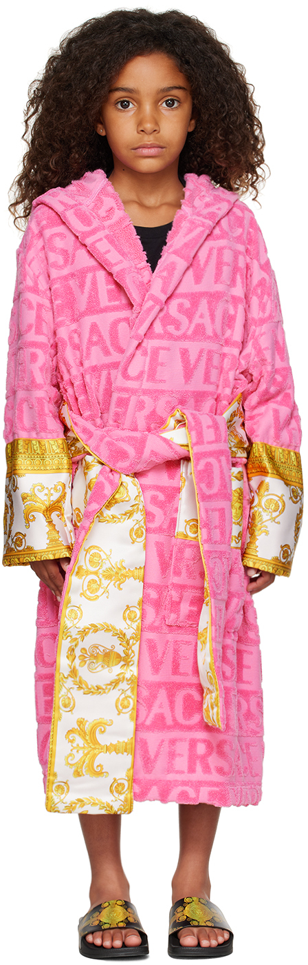 Versace Kids Pink 'i Heart Baroque' Bathrobe In 1pi90 Pink