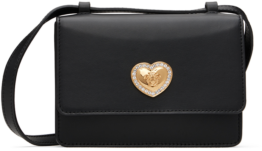 Shop Versace Kids Black Heart Medusa Bag In 1b00v-black-