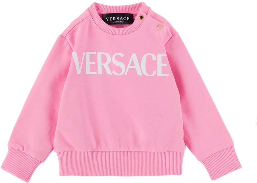 Versace Kids' Baby Pink Printed Sweatshirt In 2pm20-bright Pink+wh