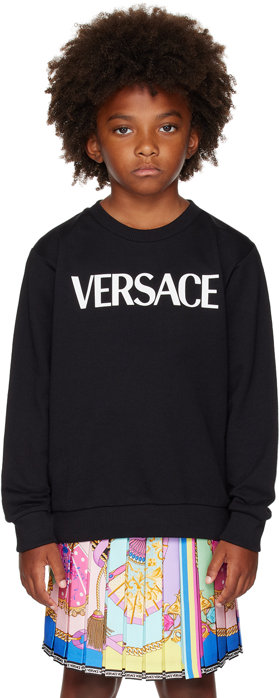 Versace Kids Black Printed Sweatshirt In 2b020-black+white