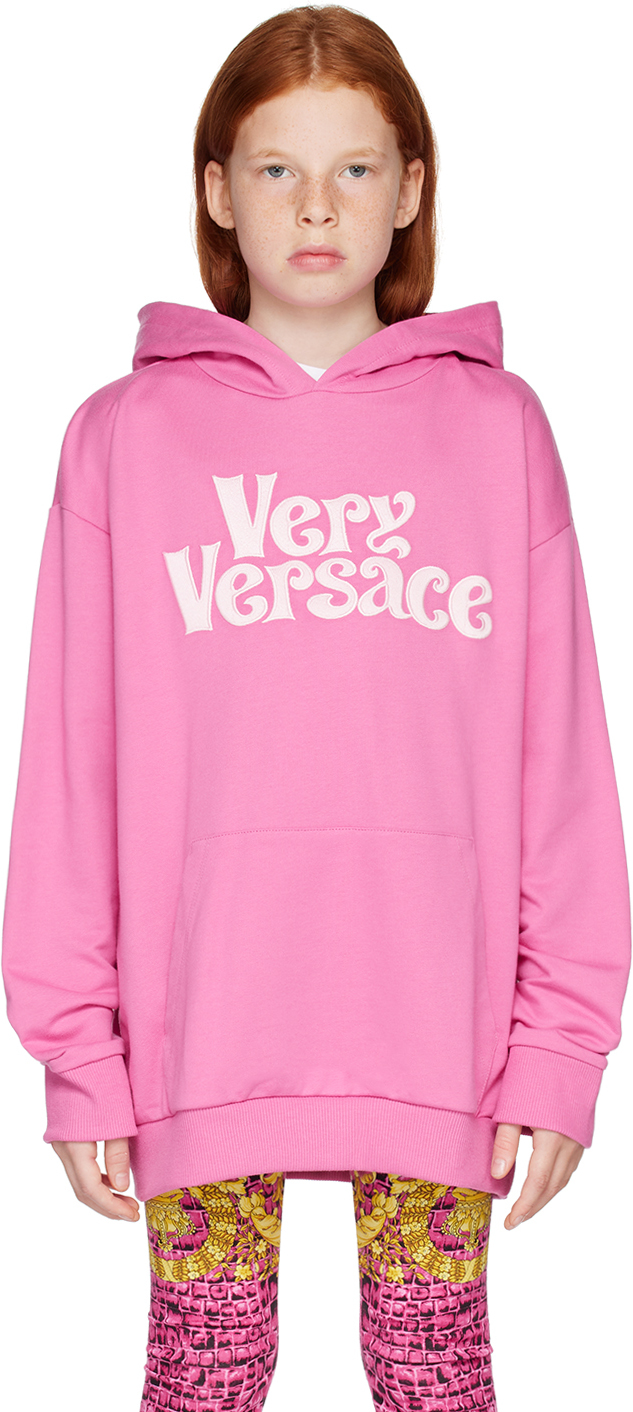 Versace Kids Pink 'very ' Hoodie In Waterlily+rose