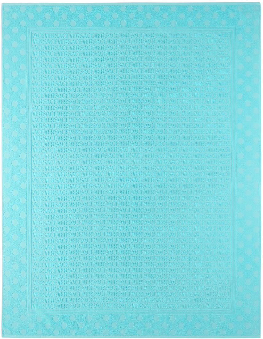 Blue Allover Polka Dot Bath Towel by Versace on Sale