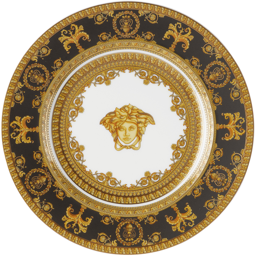 Versace Black Rosenthal 'i Heart Baroque' Bread Plate In I Love Baroque Nero