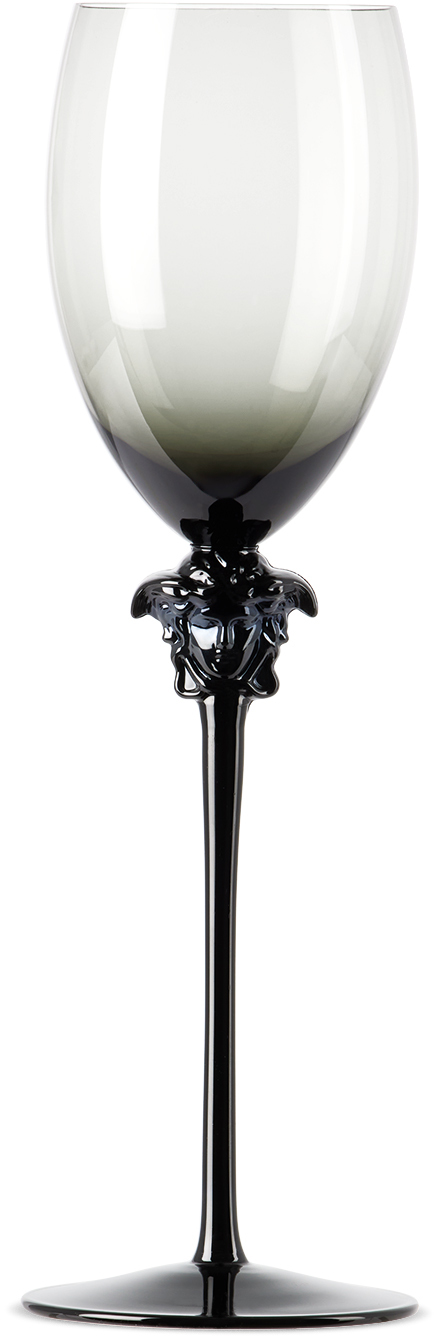 Versace Black Rosenthal Medusa Lumière Wine Glass In Medusa Lumiere Haze