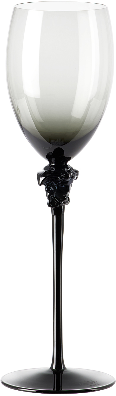 Versace Black Rosenthal Medusa Lumière Wine Glass In Medusa Lumiere Haze