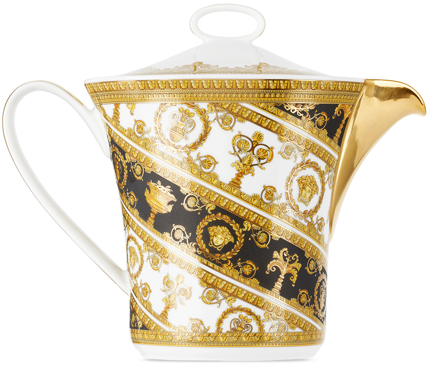 Versace White Rosenthal 'i Heart Baroque' Teapot In Gold
