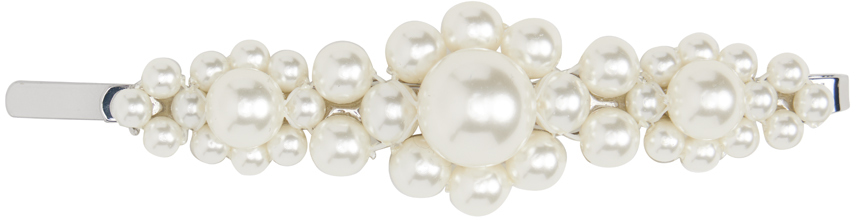 Simone Rocha Off-white Large Flower Hair Clip In Pearl