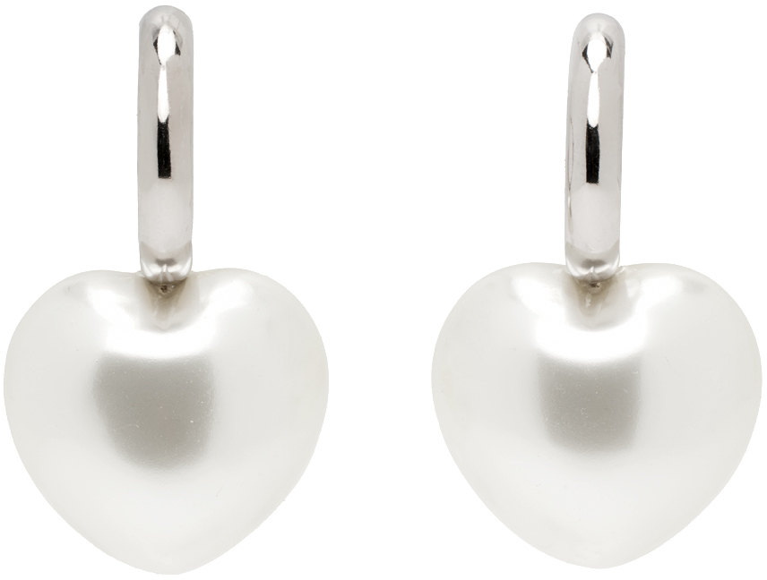 Silver XL Heart Hoop Earrings