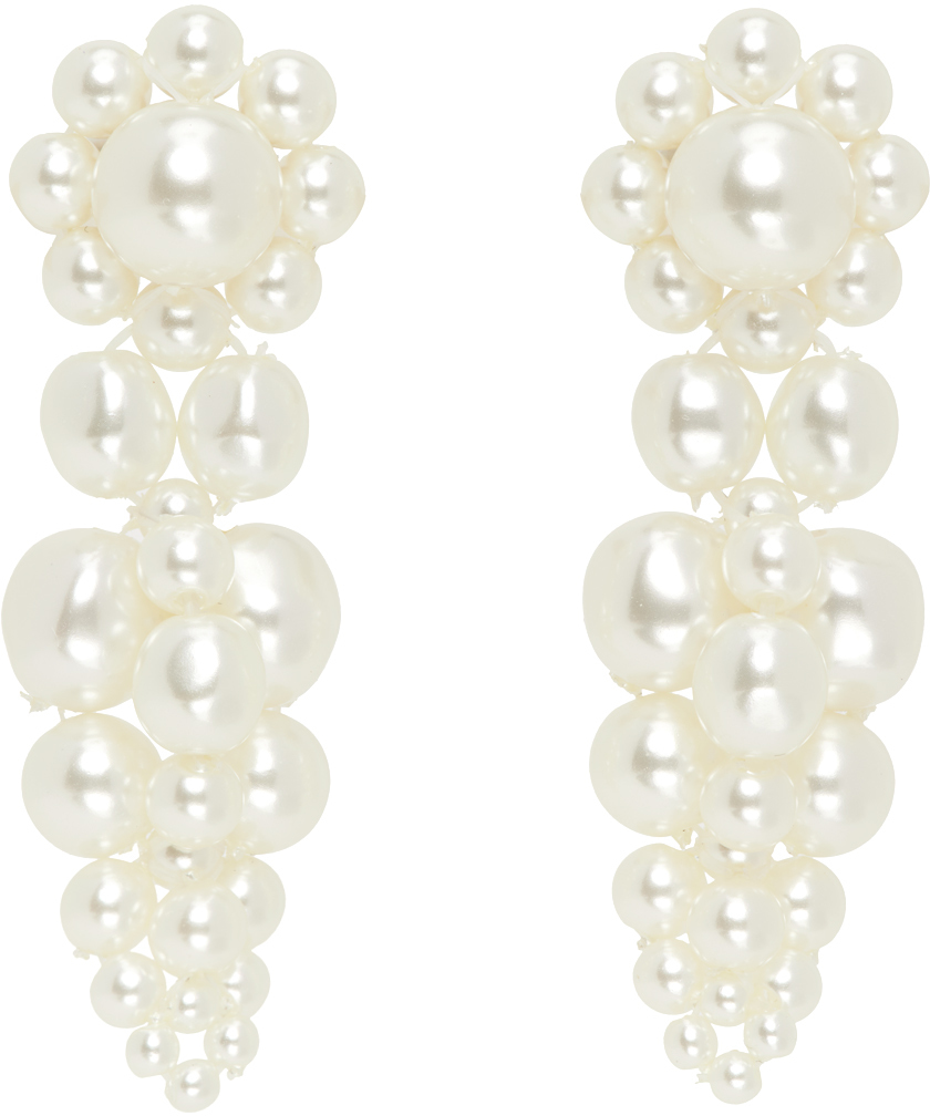 White Beaded Earrings