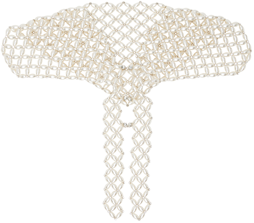 Simone Rocha Silver Acrylic Pearl Beaded Necklace In Crystal/pearl