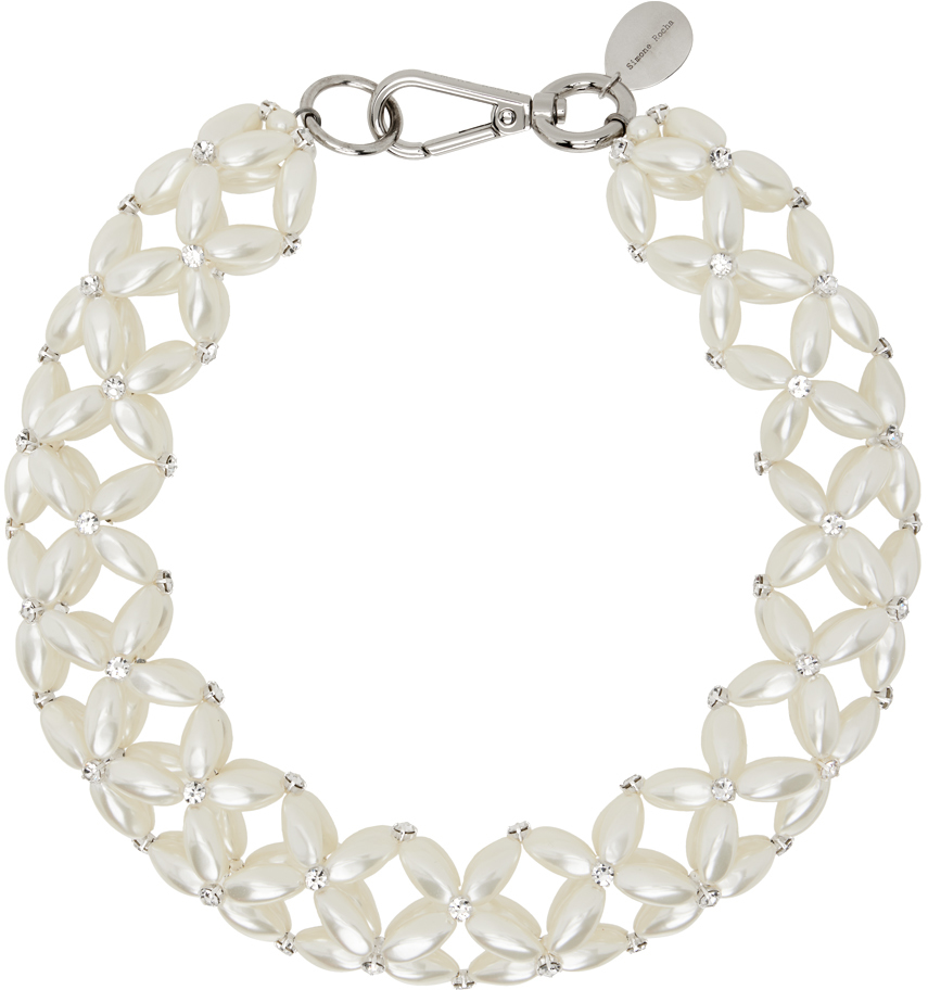 White Rope Pearl Crystal Necklace