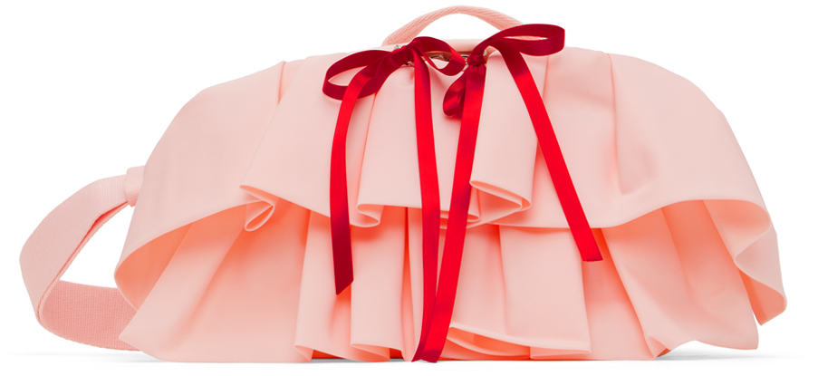 Pink Frilly Multi Pocket Crossbody Bag