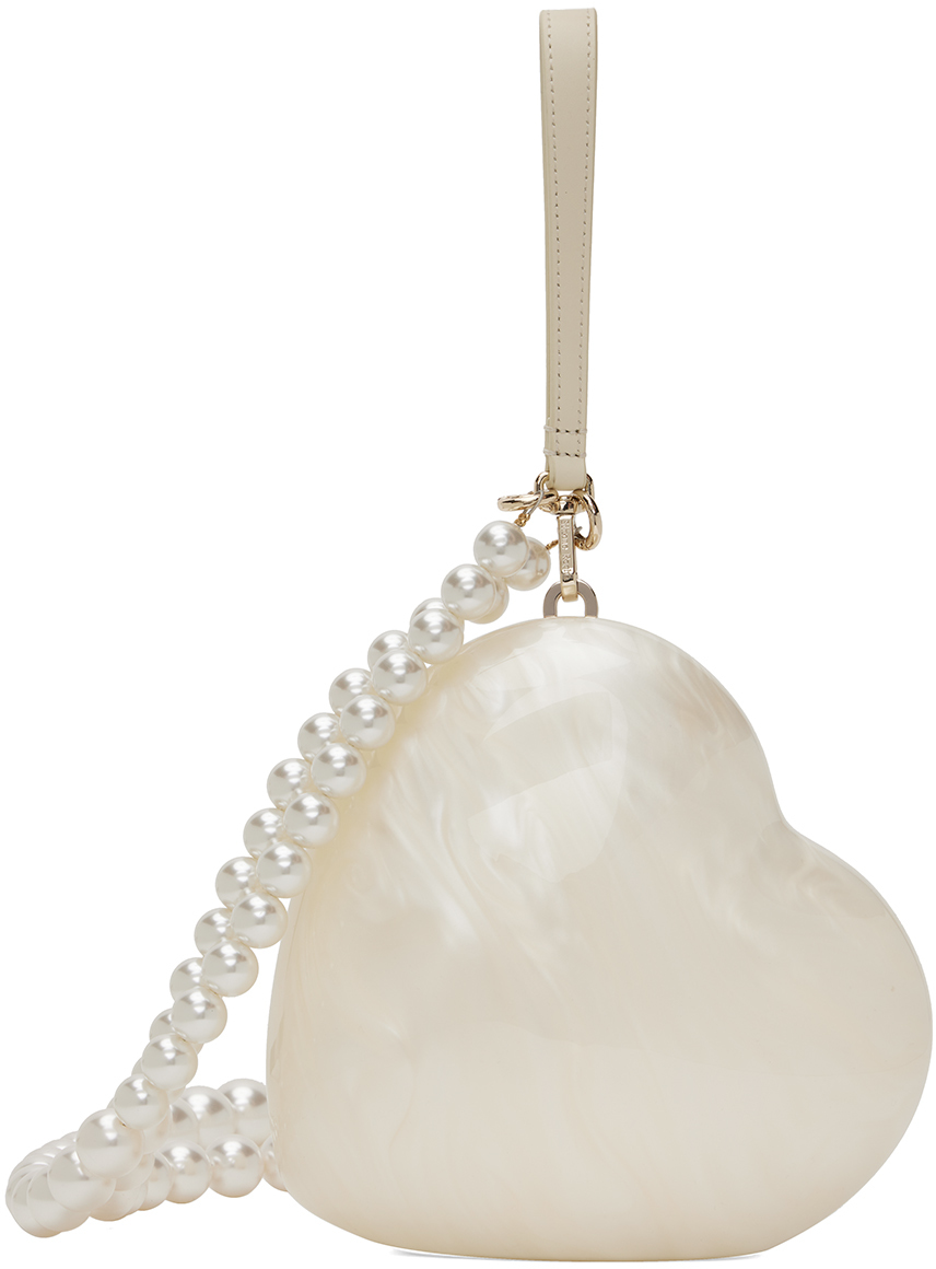 Simone Rocha Off-white Heart Bag In Pearl/pearl