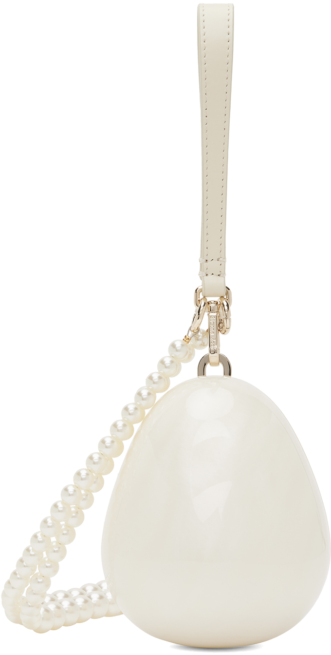 Simone Rocha Off-white Micro Egg Bag In Pearl/pearl