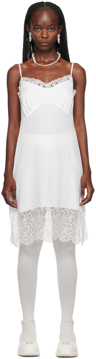 Simone Rocha White Lace Trim Midi Dress In Ivory