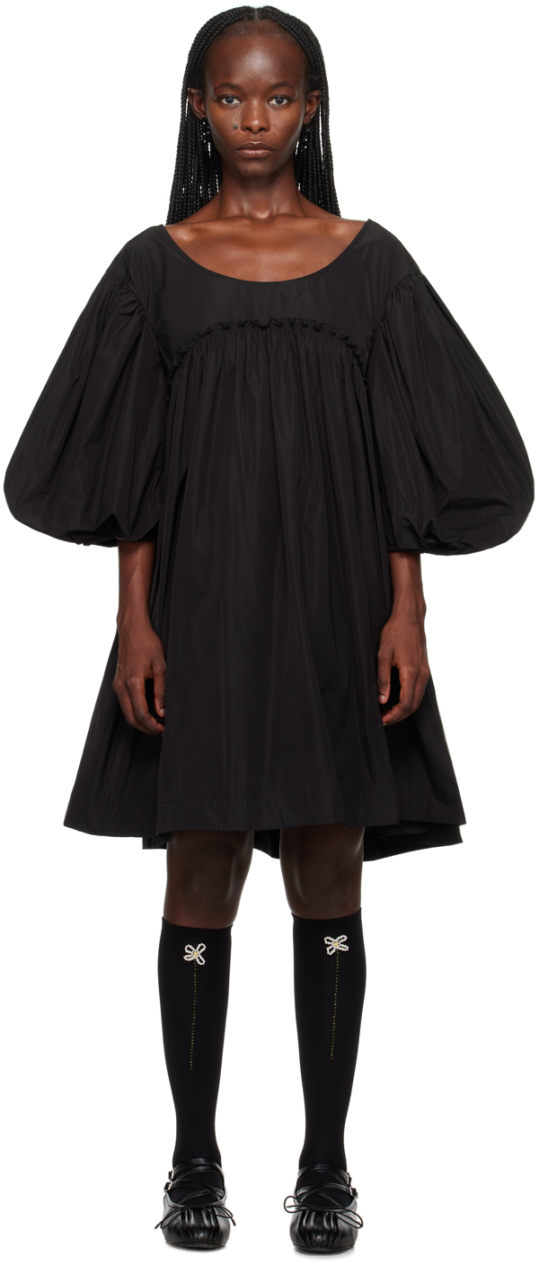 Black Gathered Minidress