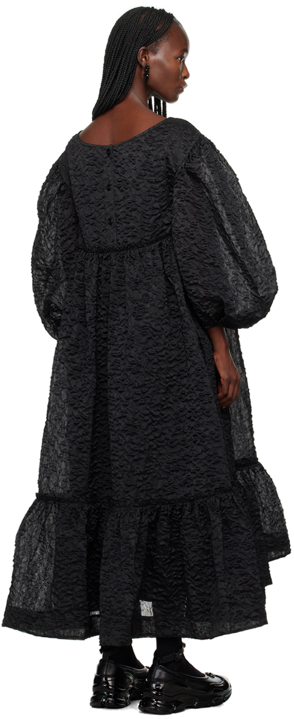 Simone Rocha Black Beaded Midi Dress In Black/black/jet